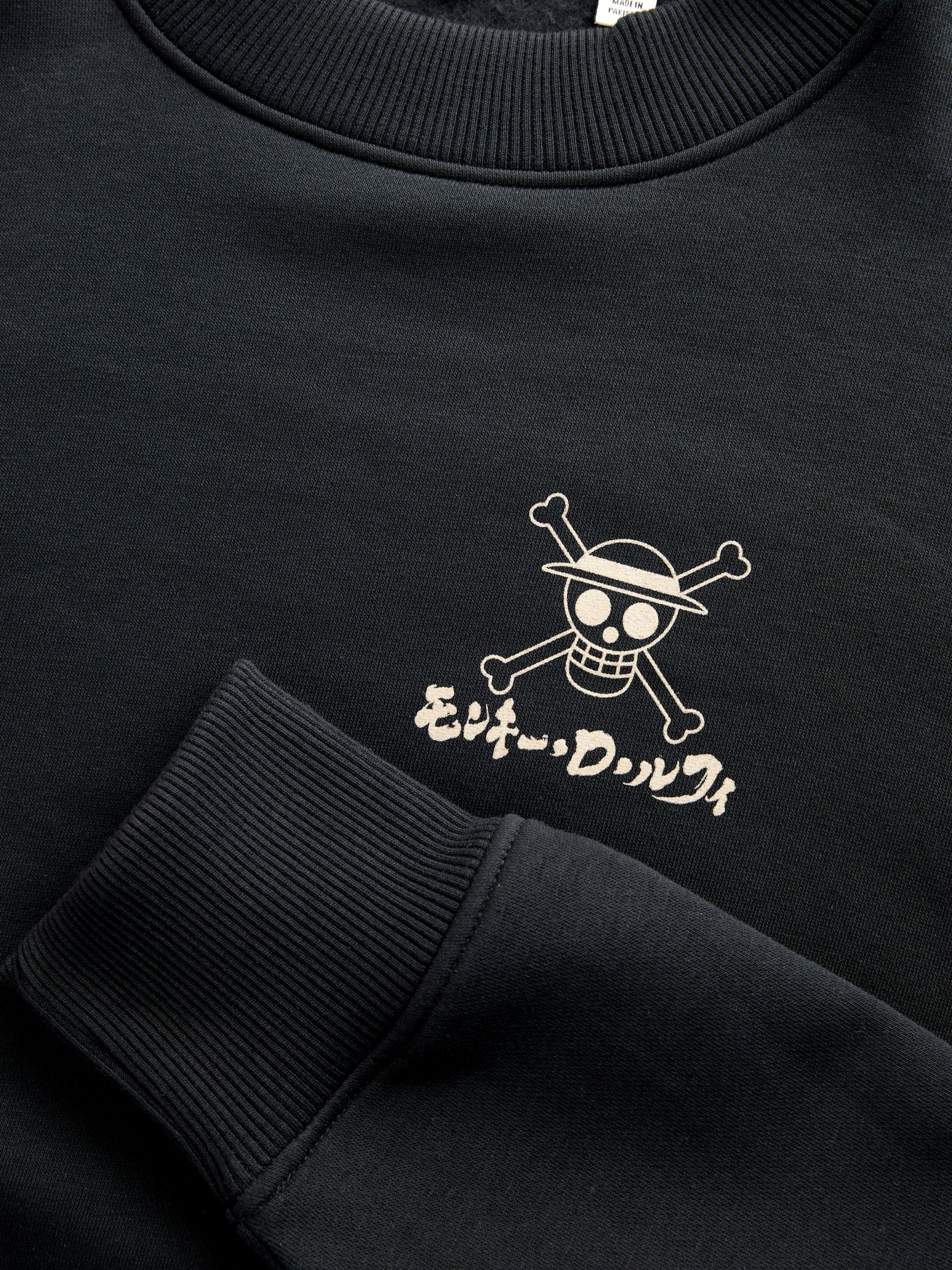Zwart - One Piece Graphic Print Licence Crew Sweatshirt