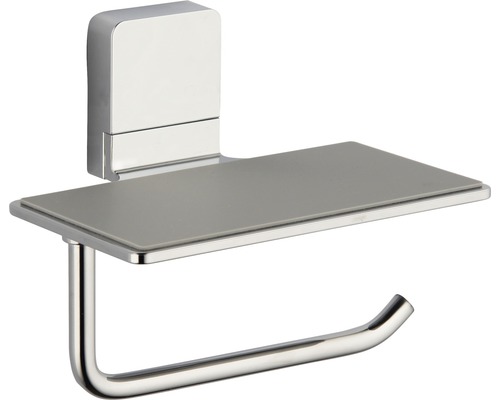REIKA Ovaro toiletrolhouder met magnetische plank, verchroomd, zonder montageplaat