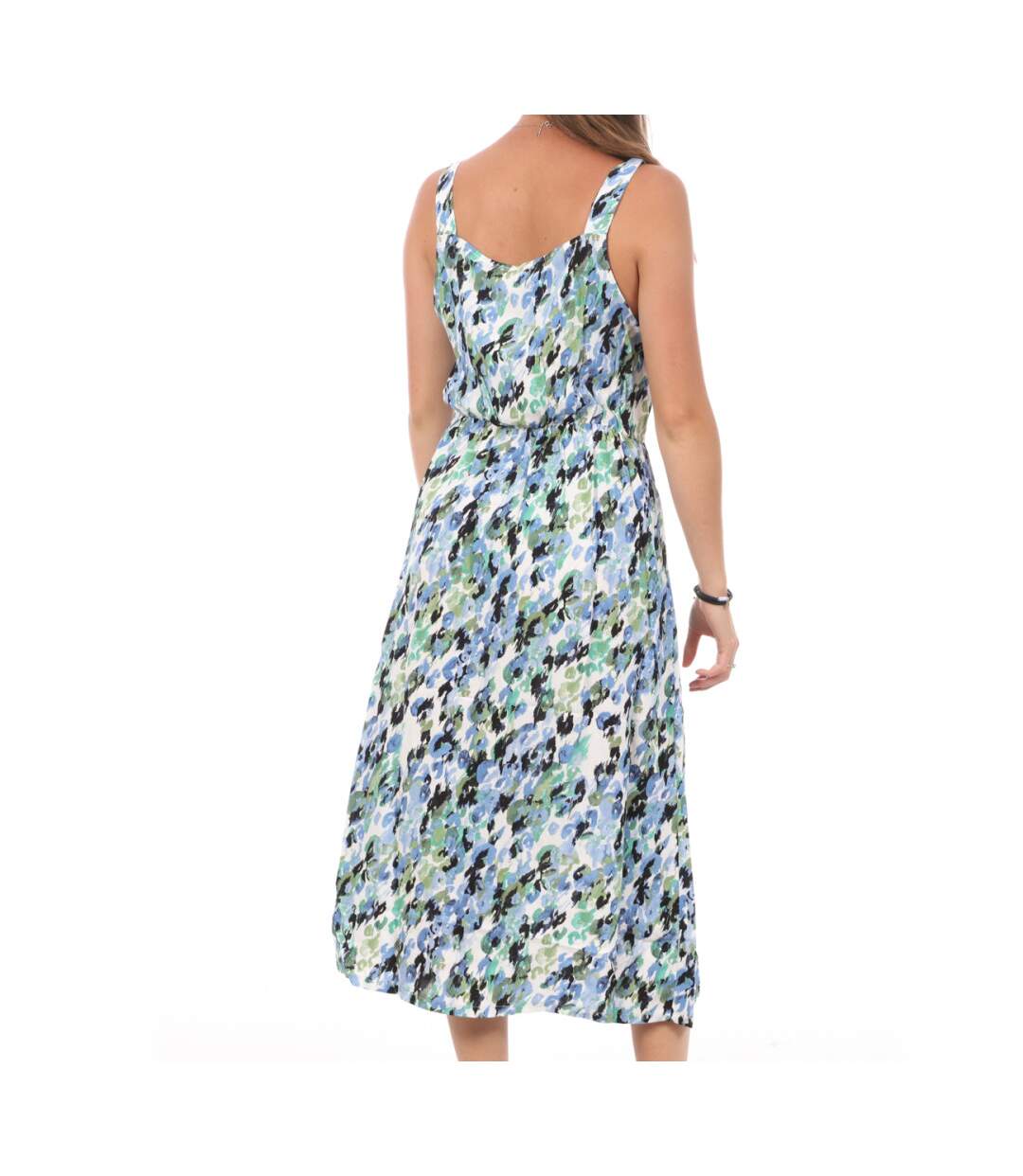 Robe Blanche/Bleu à Motifs Femme Vero Moda Easy Strap