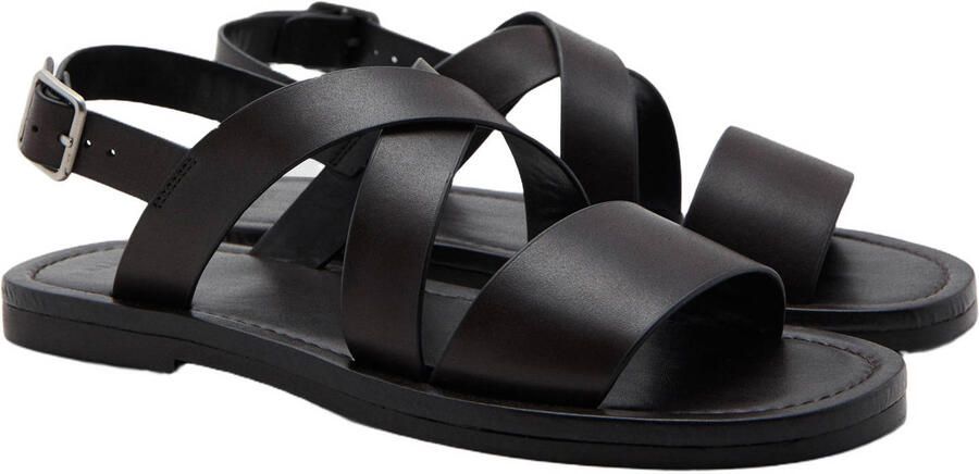 Mango Man leren sandalen donkerbruin