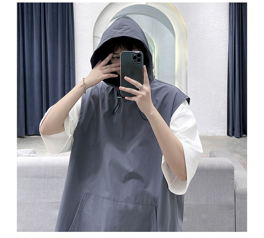 Vernanah - Set: Elleboogmouw Two Tone Hoodie + Sweatshorts