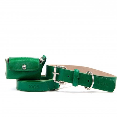 Conjunto Leal Rocco coleira verde para cães
