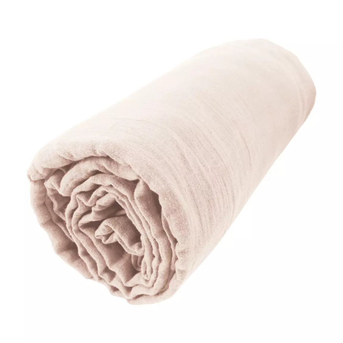 Drap housse gaze de coton (160 x 200 cm) Gaïa Rose poudré