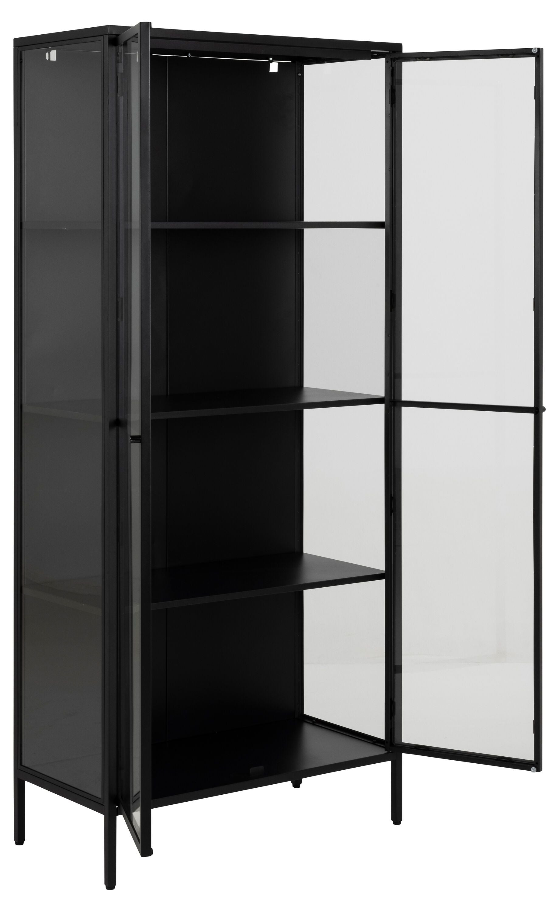 JAXTON Vitrine - Schwarz / B: 80.0 cm x T: 40.0 cm x H: 180.0 cm