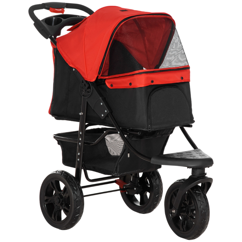 Carrinho de passeio dobrável para animais de estimação PawHut, vermelho