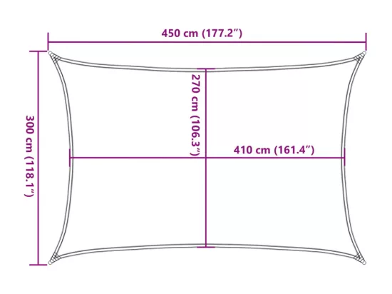 Voile d'ombrage 160 g/m² rectangulaire bleu 3x4,5 m PEHD
