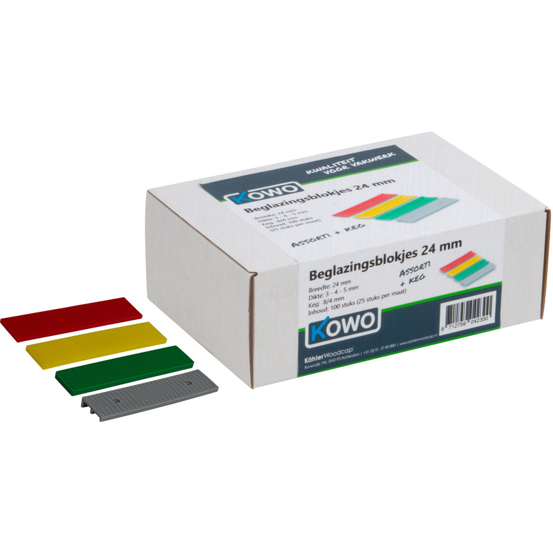 Kowo beglazingsblok assortimentsdoos 24mm x 3-5+8/4mm