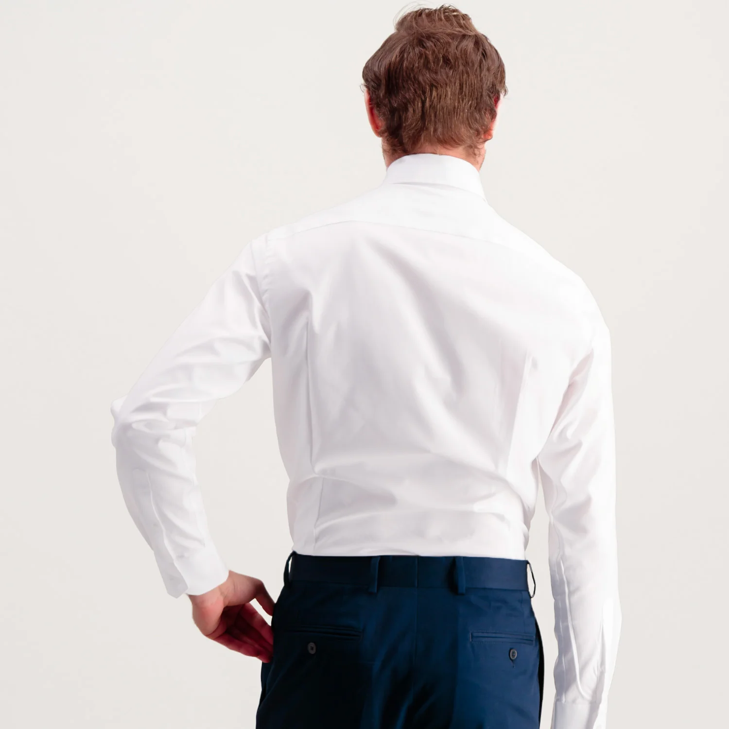 Fitted white double-twisted Oxford shirt
