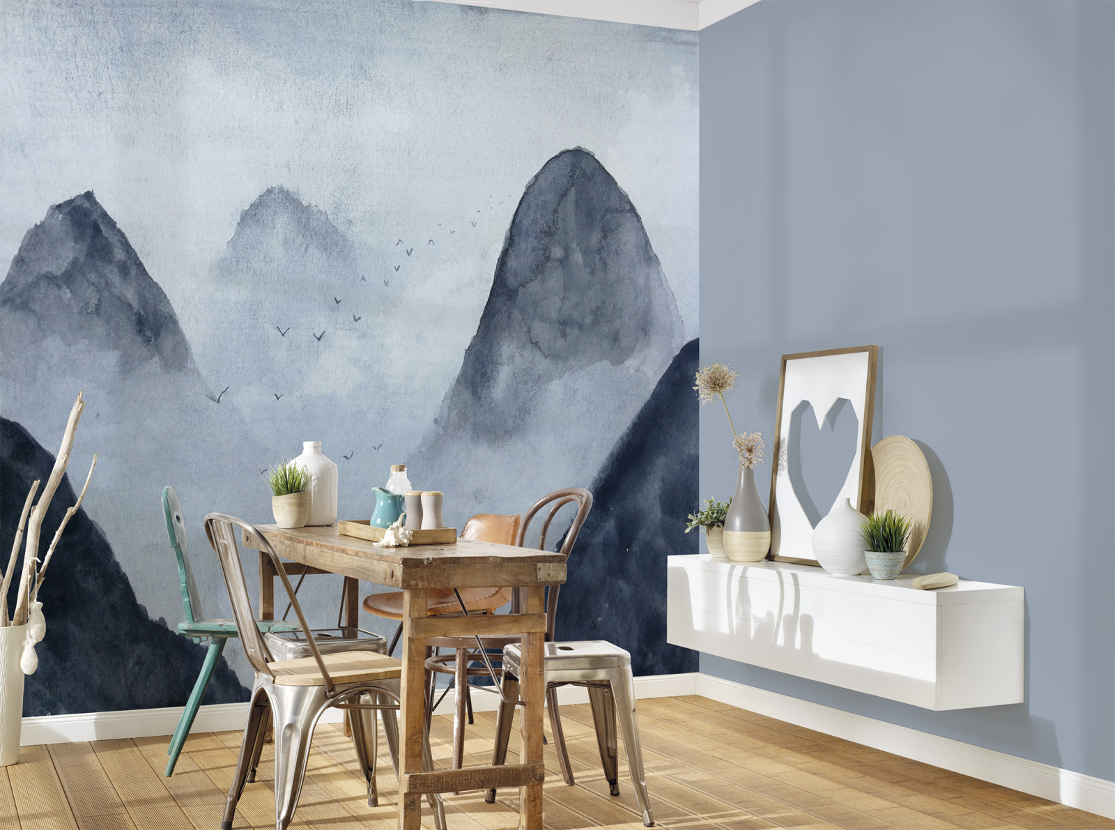 Fototapete DESIGNWALLS - grau-weiß - Berge - 2,55 Meter