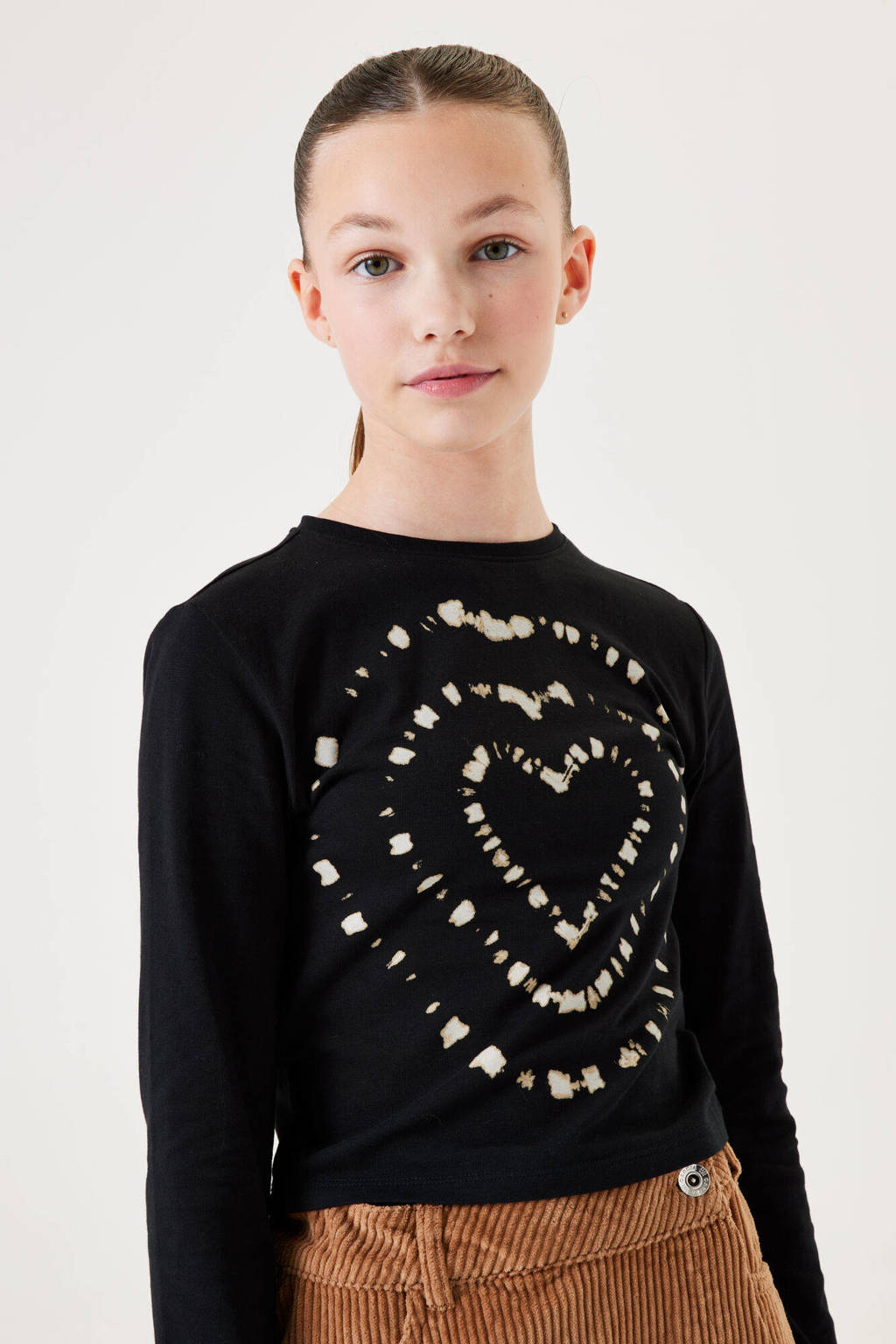 Garcia longsleeve met printopdruk zwart/ecru