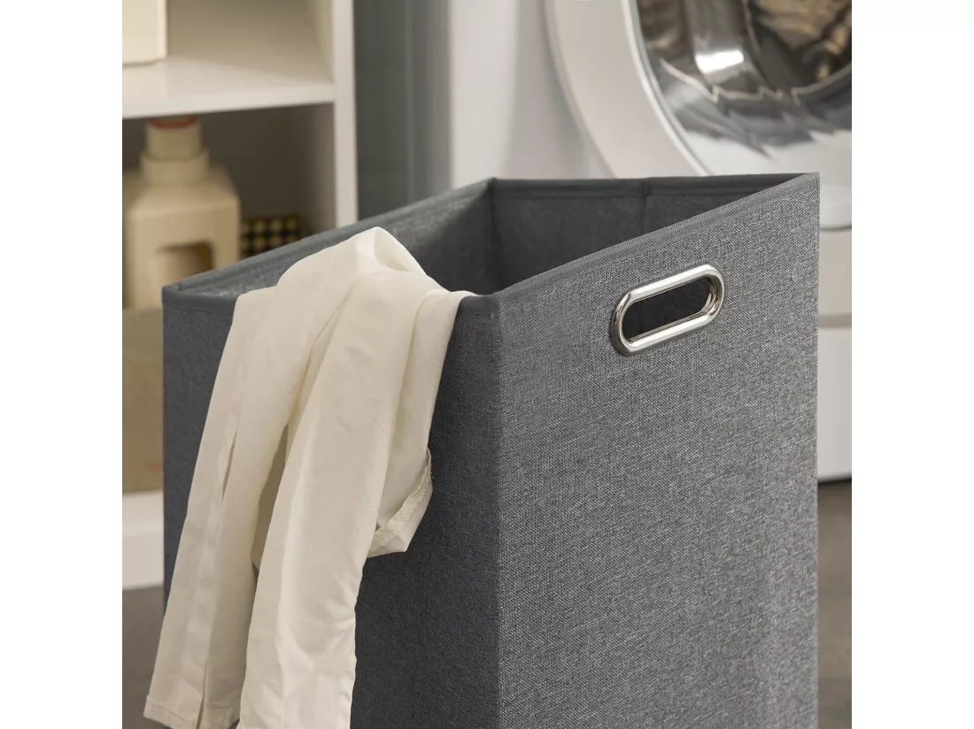 Armoire À Linge Avec Bac À Linge Pliable Meuble Bas Commode Pour Salle De Bain, BZr66-w