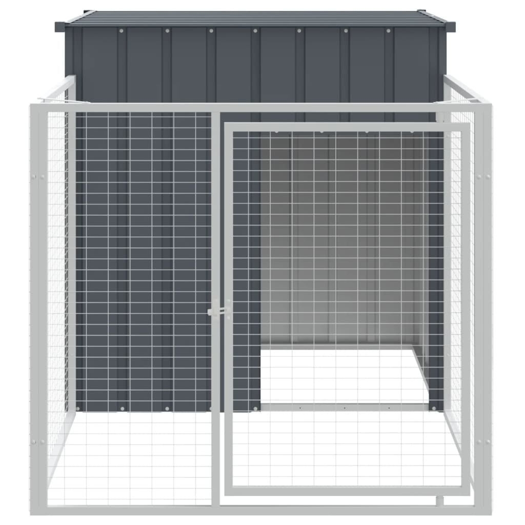 Canil vidaXL com área de exercício, aço galvanizado, cinza, 110x1017x110 cm