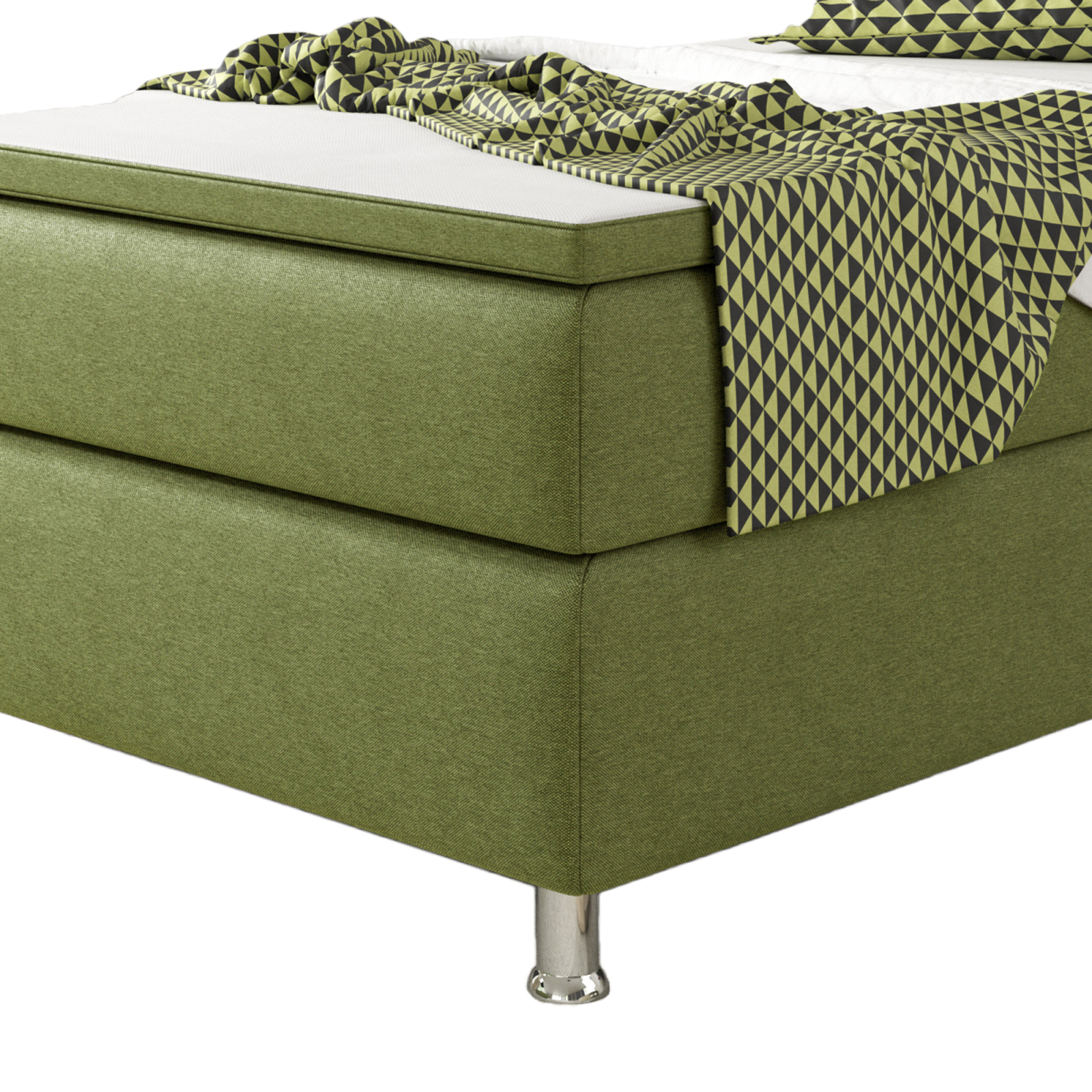 Boxspringbett - grün - mit Topper - H3 - 90x200 cm