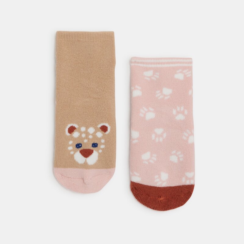 Chaussettes panthère rose bébé fille (lot de 2) Rose