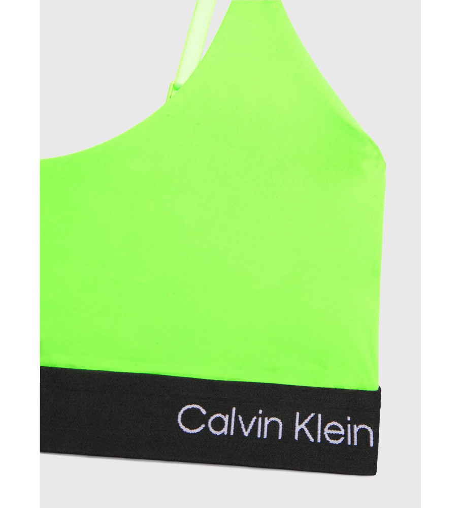 Conjunto de sutiã e calcinha fio dental verde da Calvin Klein