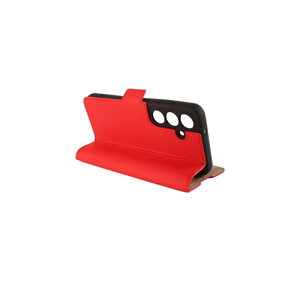 Samsung Galaxy S25 Echtleder Tasche Flip Cover Hand Made (FABIOS25-04) - Cherry Tomato