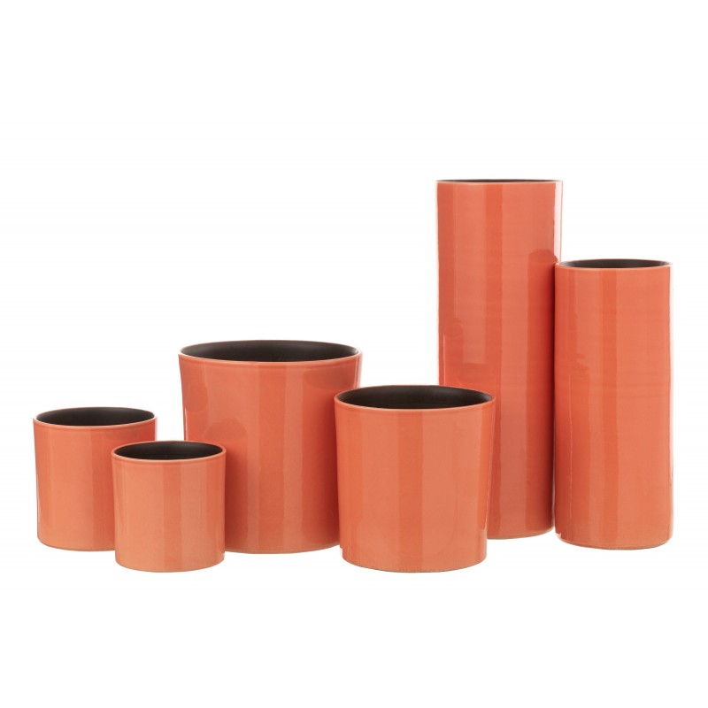 Vase haut en céramique rose 15x15x37 cm