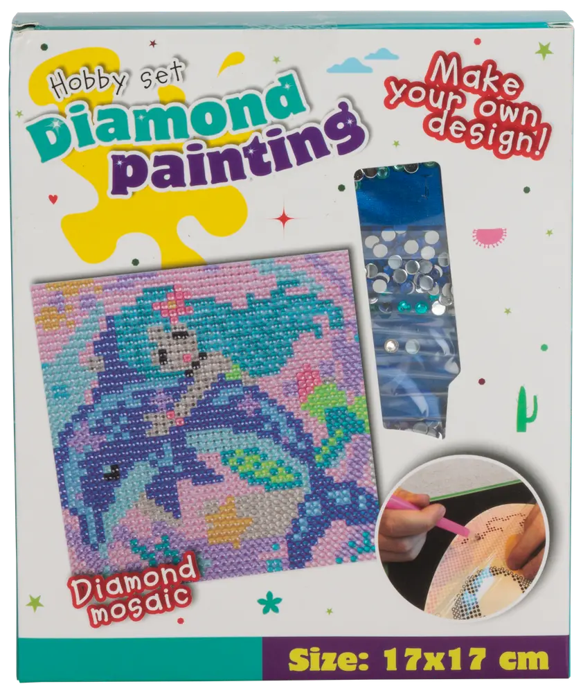 Paint by Diamonds lærred 17 x 17 cm - Pink