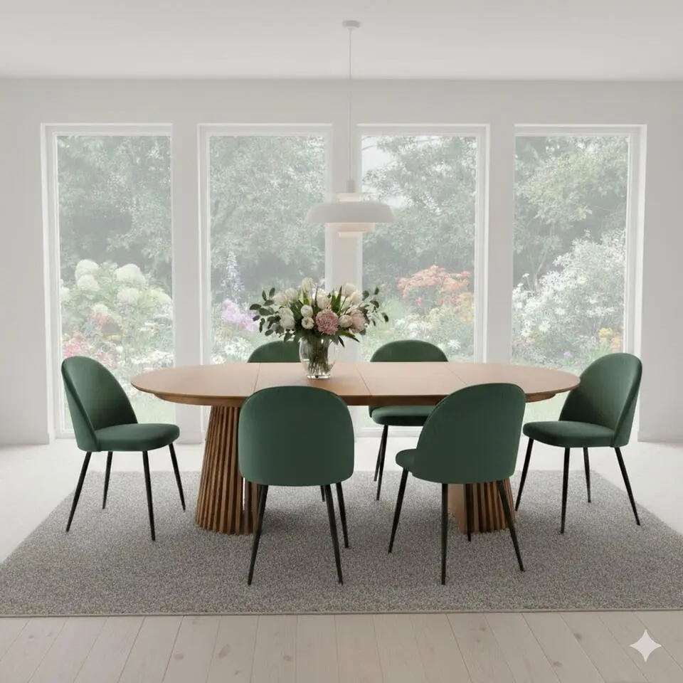 Hioshop Tokyo eetkamertafel met 2 extra plaat Ø120x120-160-200cm eik fineer