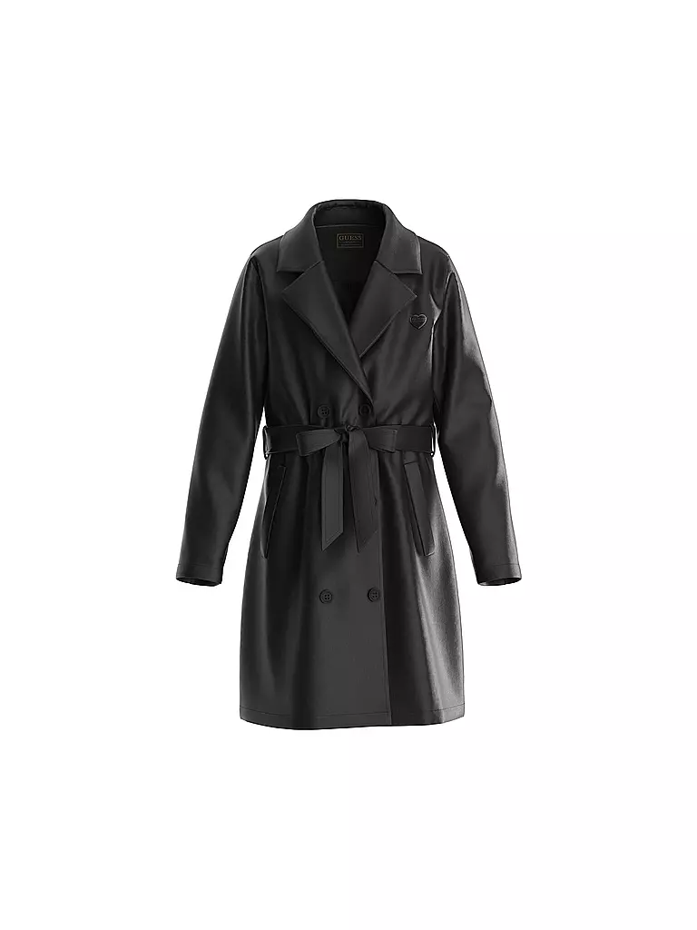 GUESS Mädchen Trenchcoat in Lederoptik  schwarz
