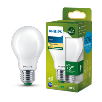 Philips LED peerlamp UltraEfficient mat E27 74W warmwit licht