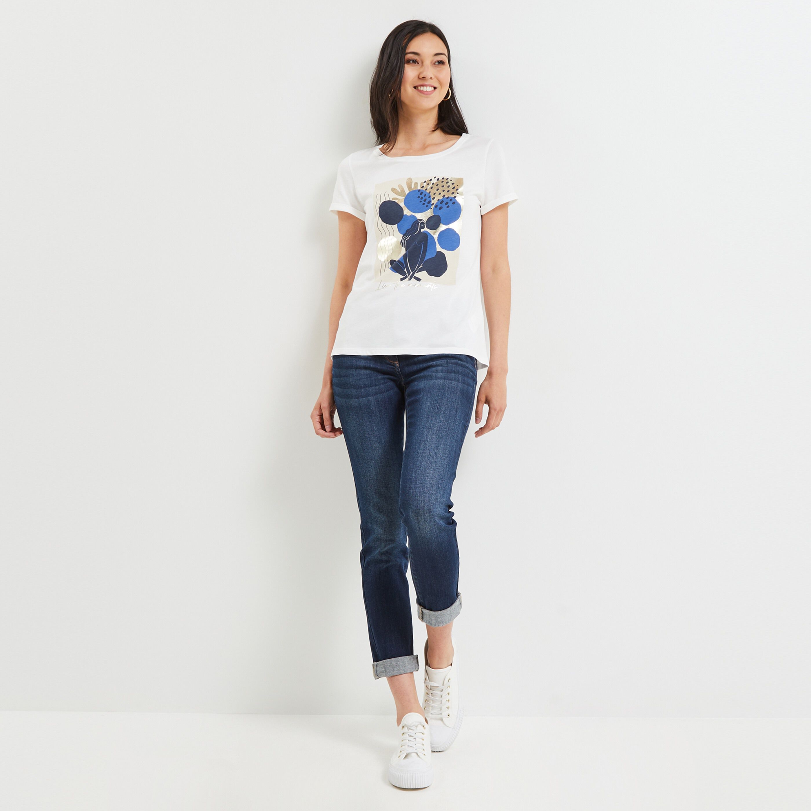 Tshirt print femme - BLANC CASSE