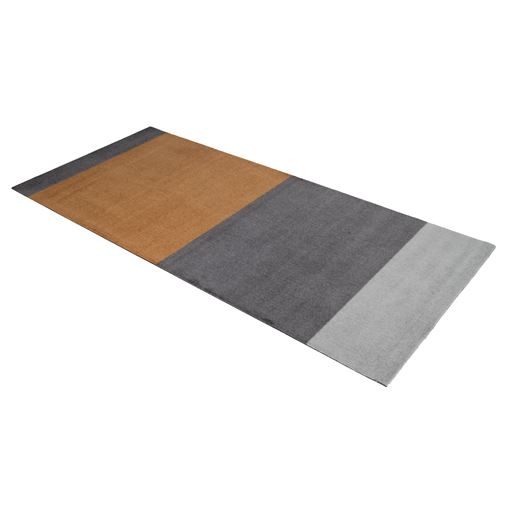 Tica Copenhagen Stripe Horisontal Gulvtæppe, Lys Grå/Grå/Dijon, 90x200 cm