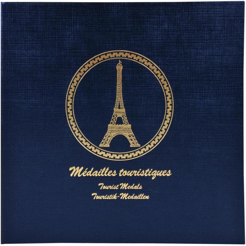 Classeur de collection pour 100 médailles souvenirs - 24,5x25 cm - Bleu marine