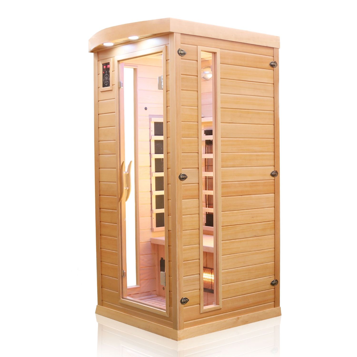 Dewello® Infrarotkabine Infrarotsauna PIERSON 90cm x 90cm inkl. 3 Vollspektrumstrahler, 3 Karbonstrahler, Farblicht, LED
