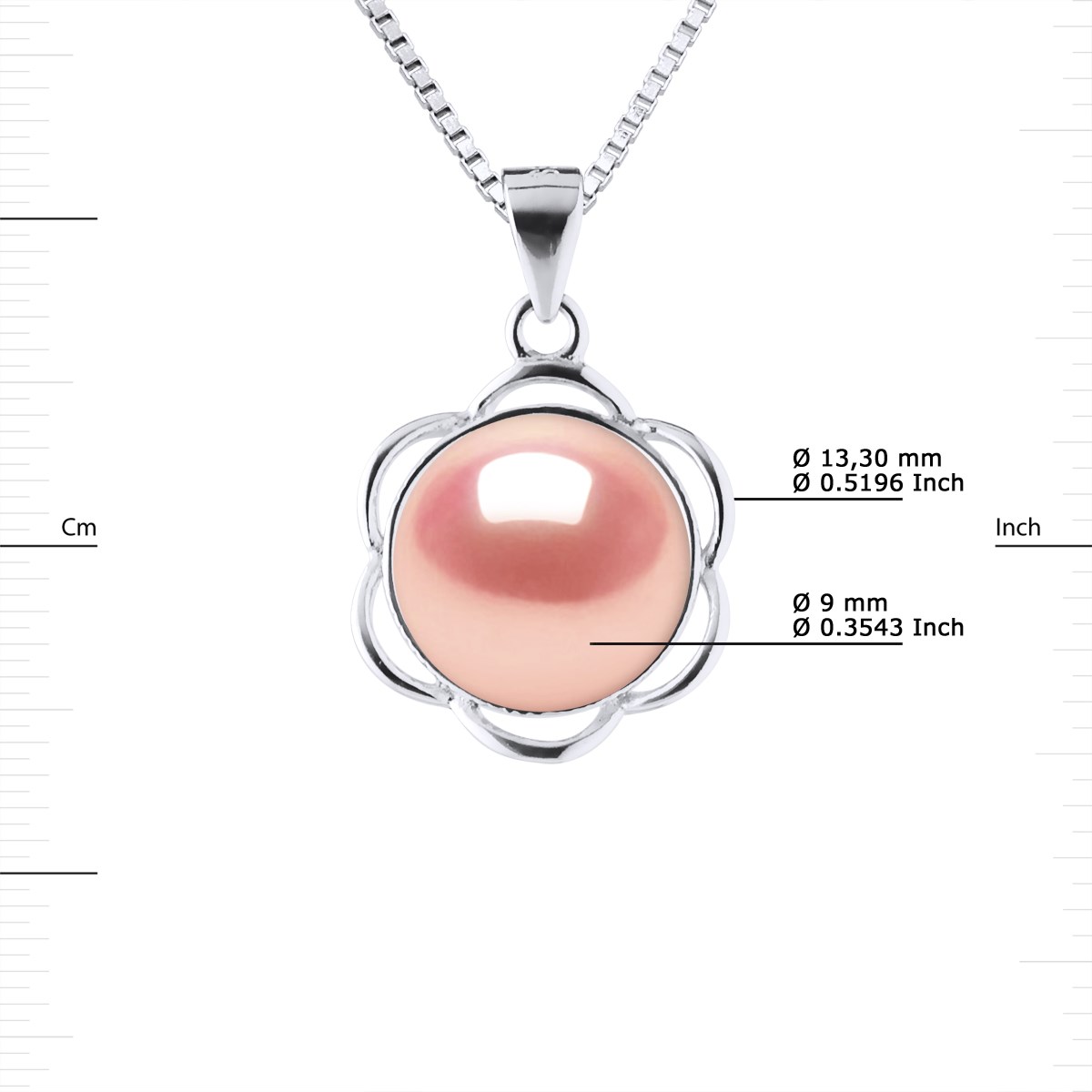 Collier PETALES Perle d'Eau Douce 9-10 mm Rose Argent 925