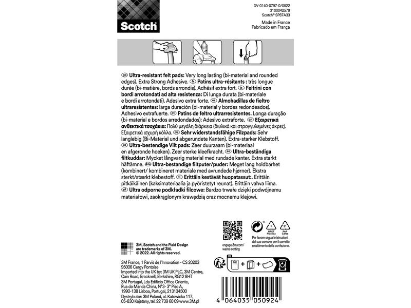 3M Filzgleiter Ultra Resistant, Ø 17 mm, Grau, 16er Pack Extrembeständige Filzpads