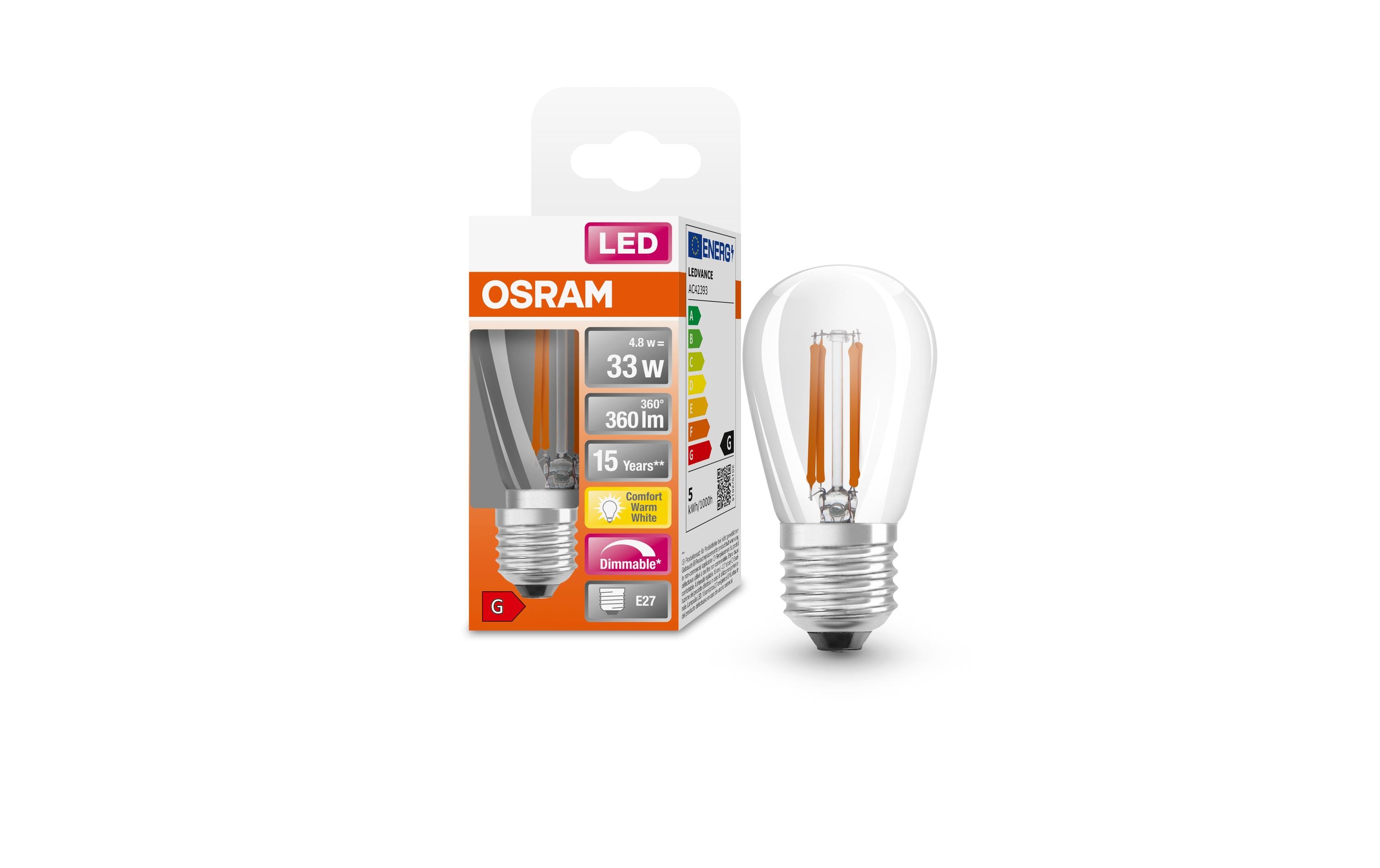 Lampe Mini Edison Superstar 45 Dim 33, 4.8W, E27 WarmweissLED-Lampen, klassische Kolbenform