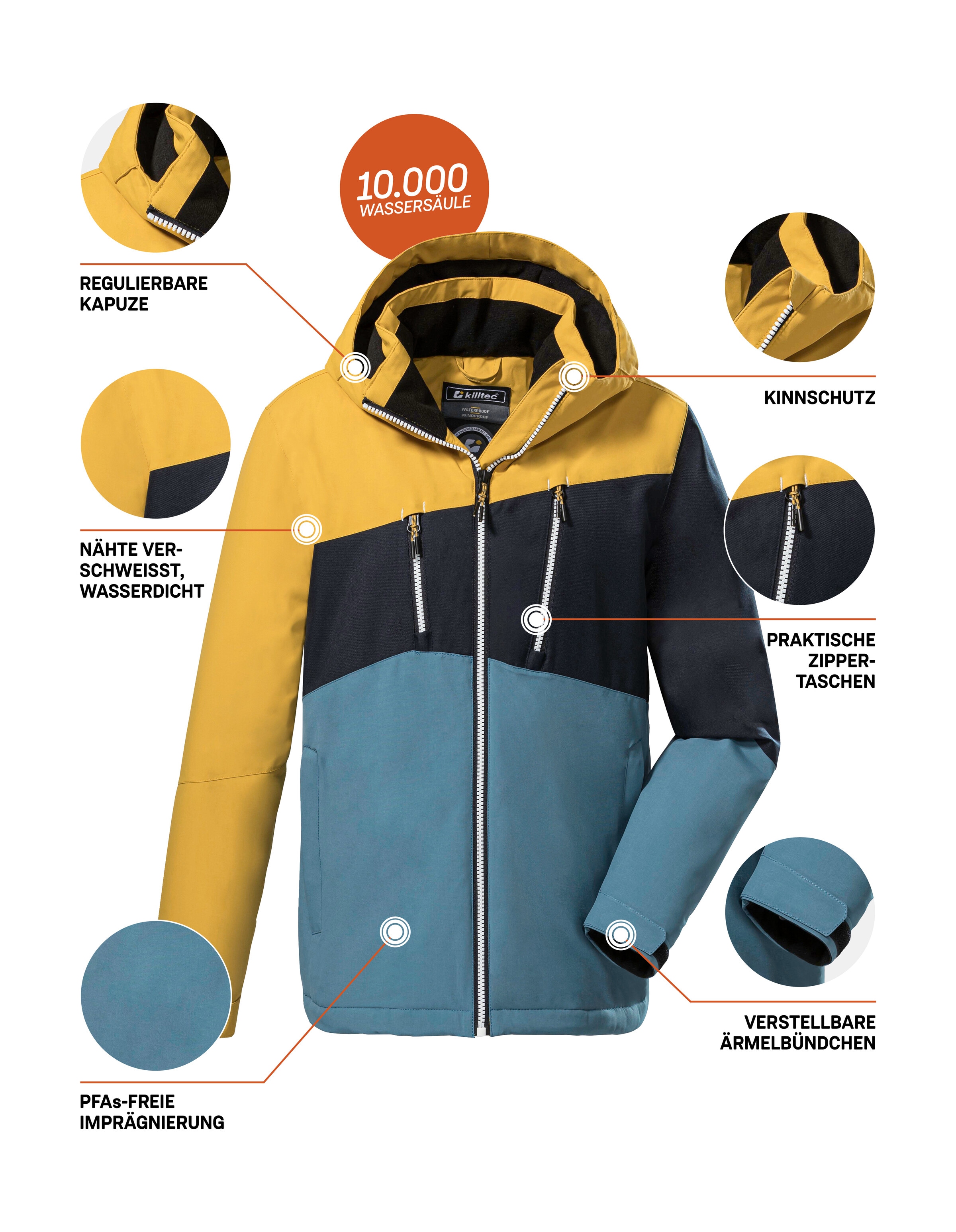 Killtec Outdoorjacke »KOW 204 BYS JCKT« Wasserdichte, atmungsaktive Winterjacke mit verstellbarer Kapuze