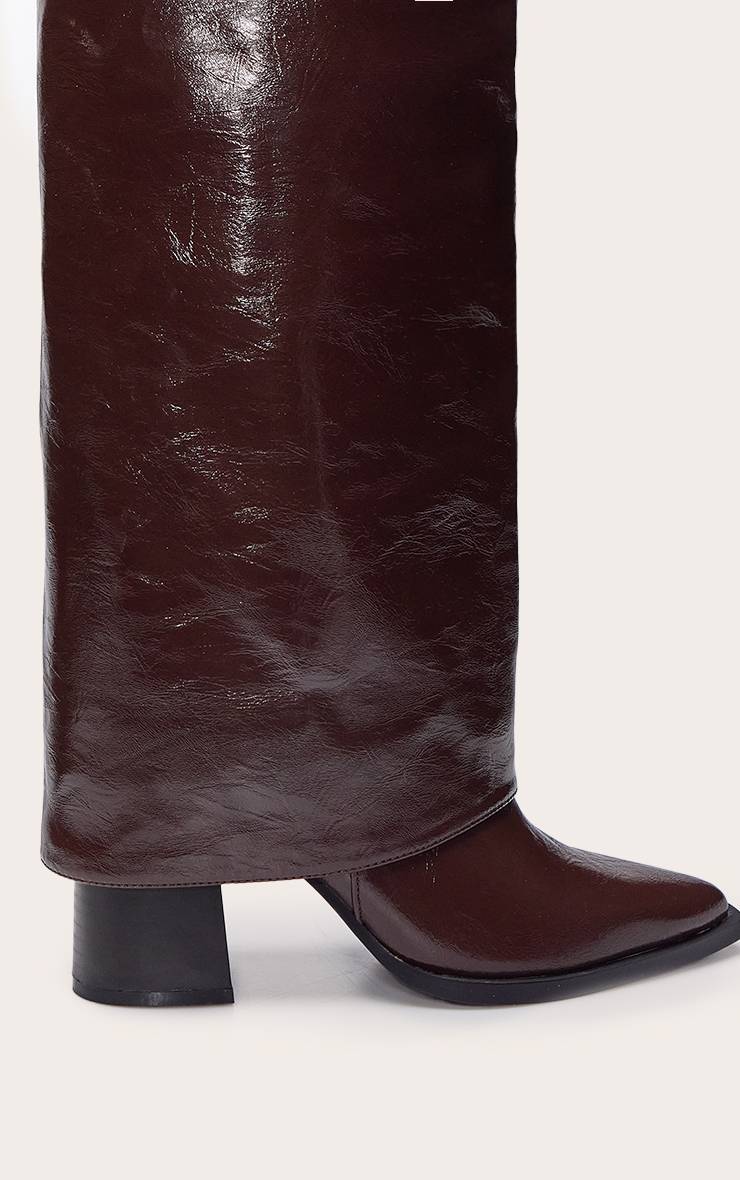 Chocolat Botte À Talon Bloc Rabattable Effet Synthétique Naturel