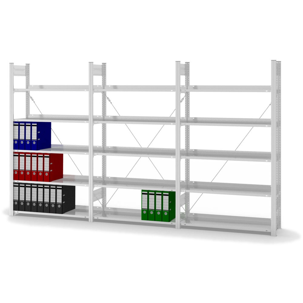 Archiefkast PROREGAL, insteeksysteem, T-profiel, basiselement, HxBxD 175 x 100 x 30 cm, 5 legborden, legbordbelasting 60 kg, eenzijdig toegankelijk, lichtgrijs