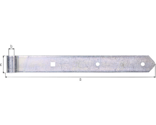 Scharnier type 6 rechte vorm, middelzwaar, 300 x 13 x 40 mm, verzinkt, dikfilm gepassiveerd