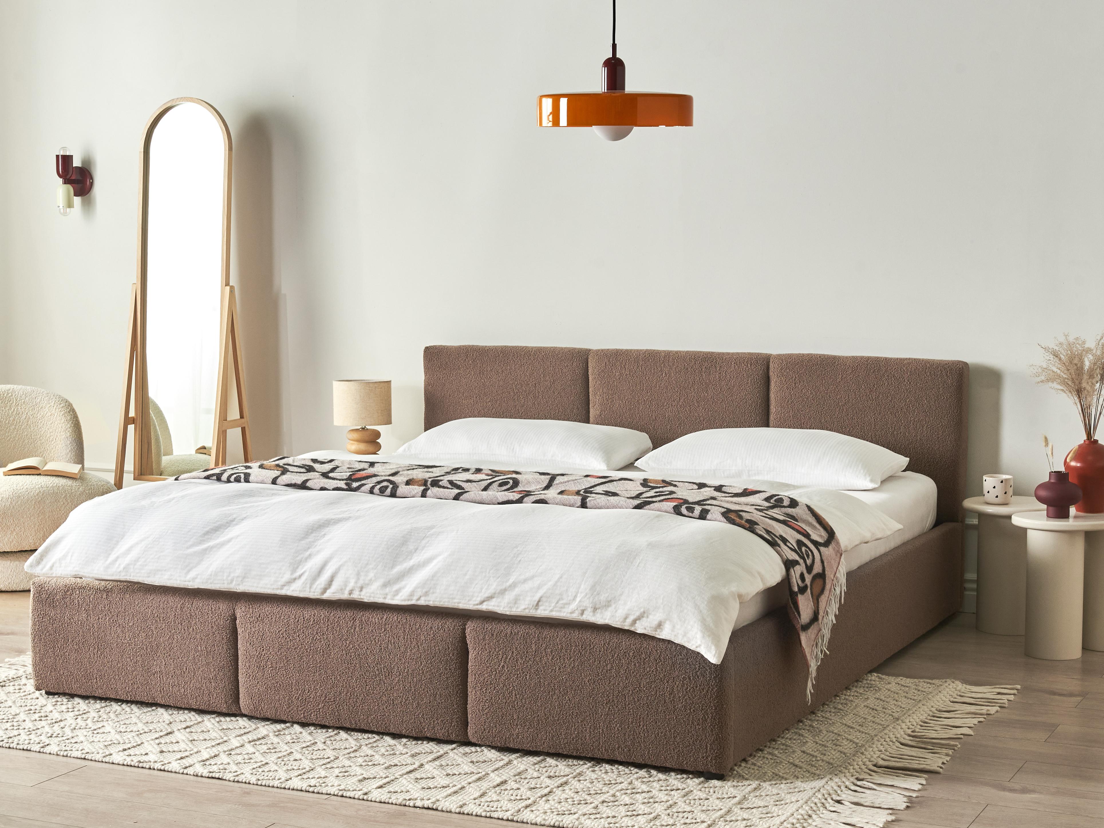 Bed met opbergruimte Bouclé BOUSSE 180 x 200 cm Taupe