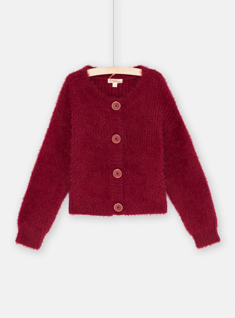 Cardigan prune à paillettes fille