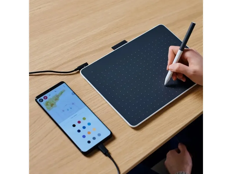 Wacom One by Wacom - Digitizer - pentablet medium, håndkøb - højre- og venstrehåndet - 21.6 x 13.5 cm - elektromagnetisk - trådløs, kablet - USB-C, Bluetooth 5.1