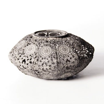 Laterne 'Darwin', groß, aus Metall, Ø 18 cm, H 8,5 cm von fischer's lagerhaus