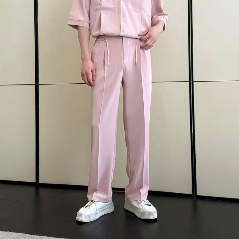 Freehop - Mid Rise Plain Straight Leg Broek