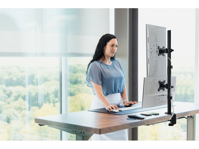 Kensington Vertikaler Dual Monitorarm bis 9 kg – Schwarz Tischhalterung für zwei Monitore in vertikaler Anordnung