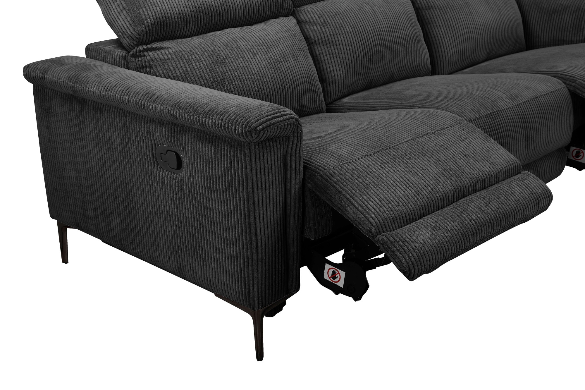 Home affaire 3-Sitzer »Lund Cord, mit manueller o. elektrischer Relaxfunktion in 2 Sitzen,« USB-C, Kopfteilverstellung, Breite 222 cm
