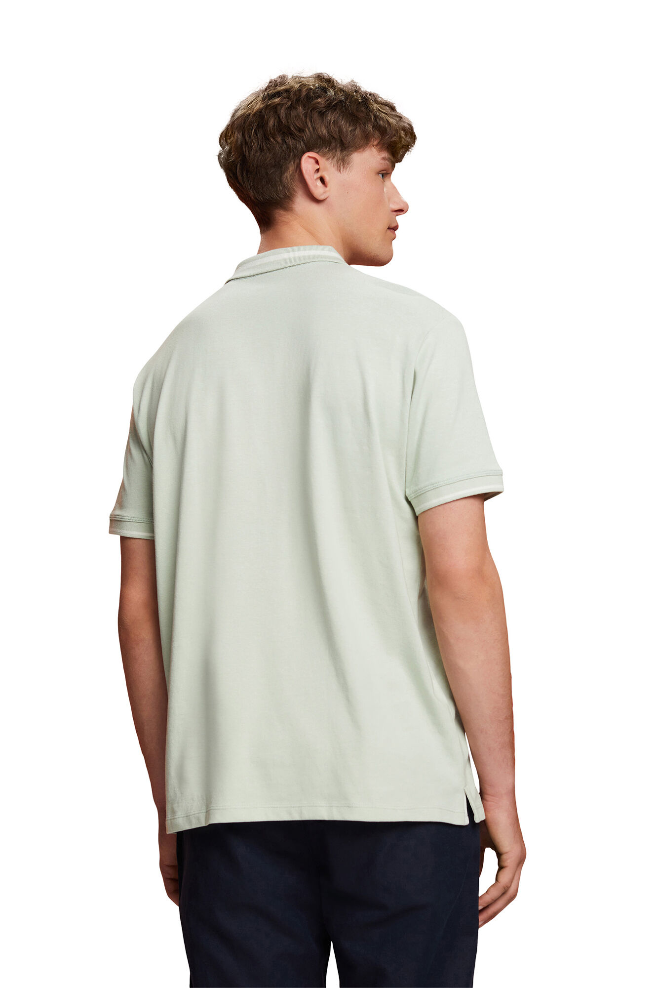 Polo lisa de corte regular em linho - Cáqui
