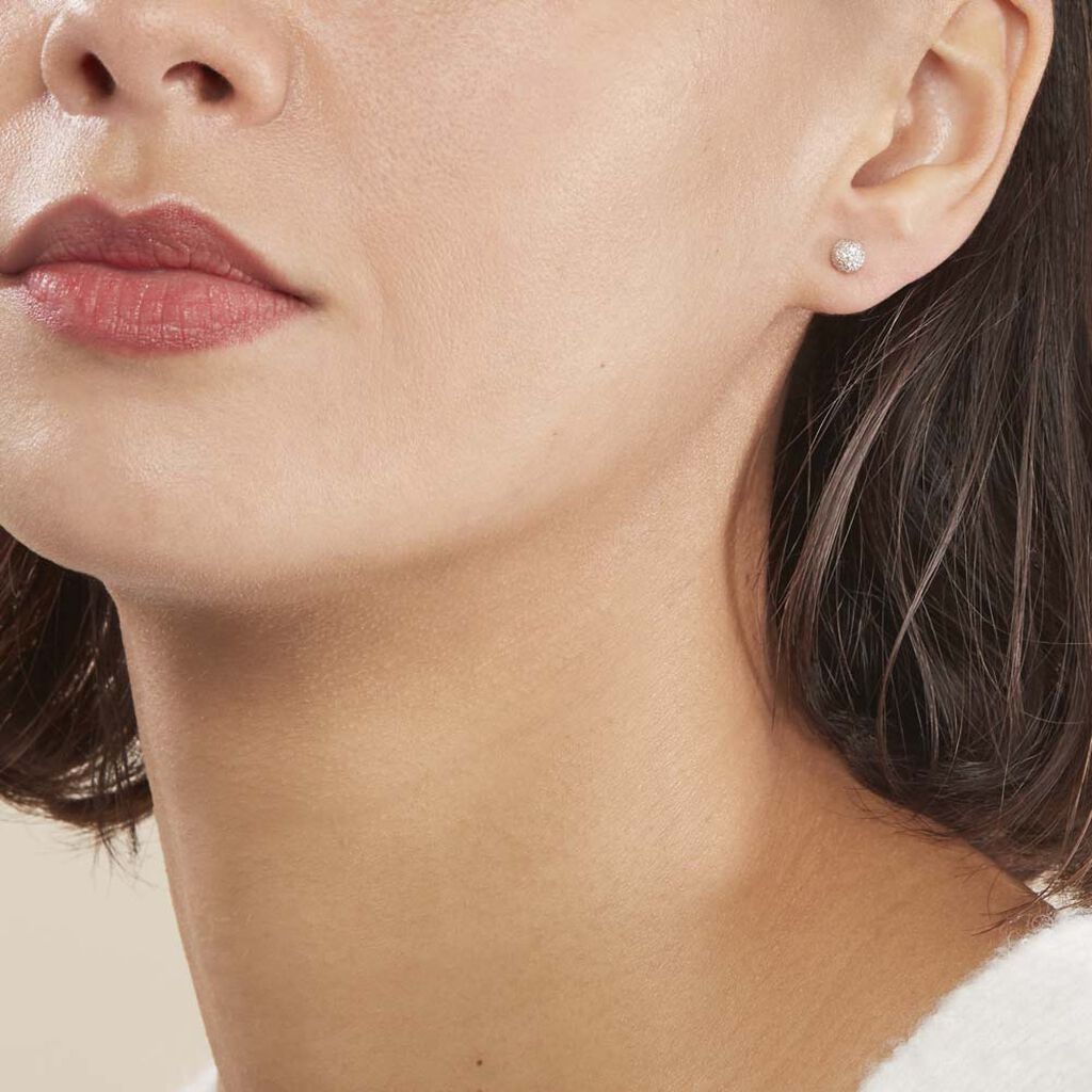 Boucles D'oreilles Puces Ayana Argent Blanc