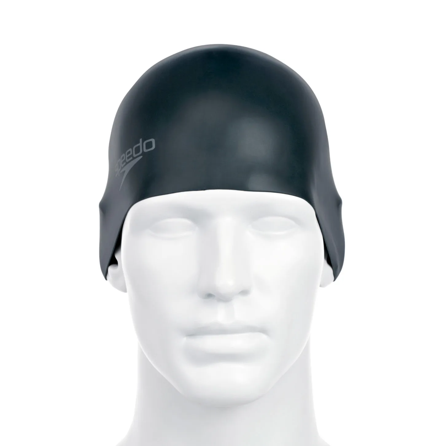 Speedo Plain Moulded Silicone Cap Blk Mop