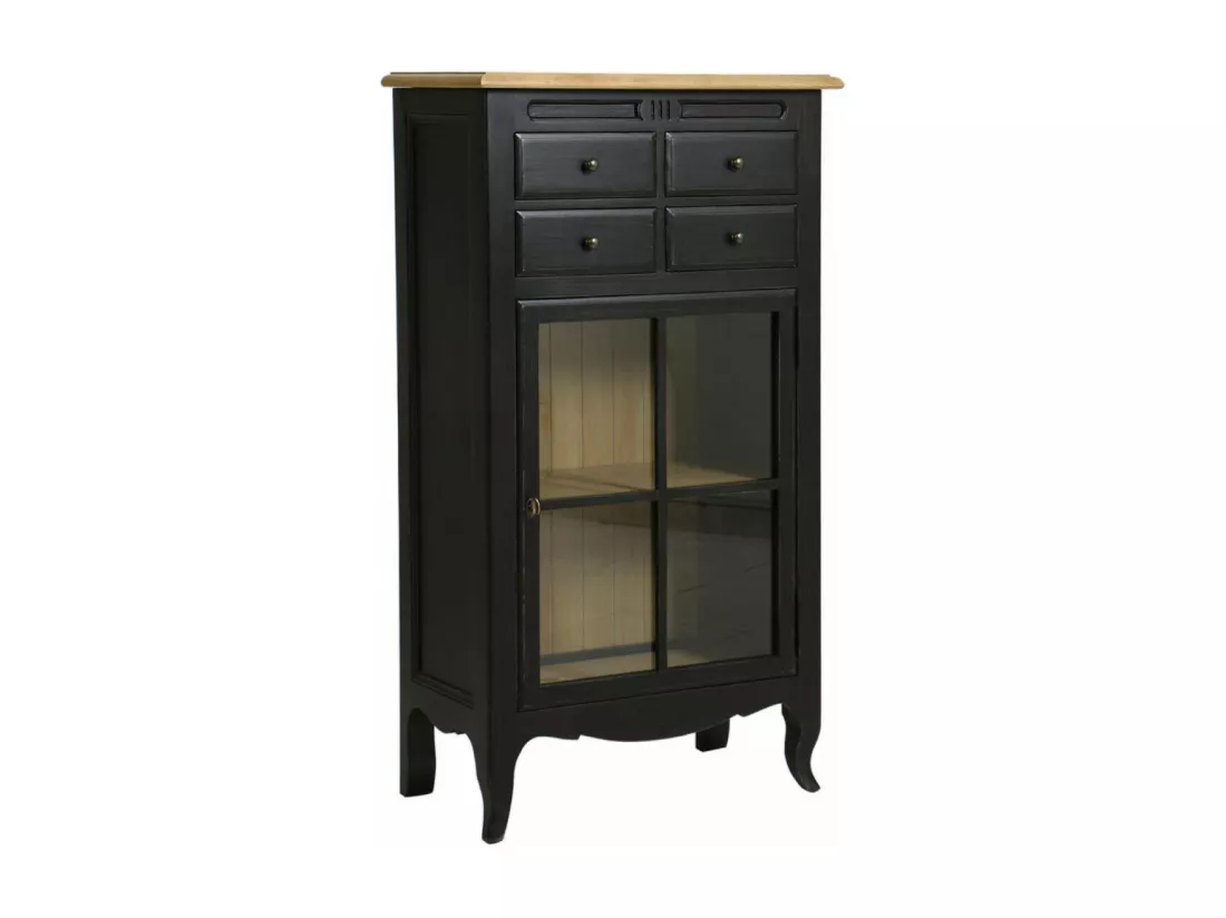 Bibus vitré Bois-MDF Noir - Manoir Interior's