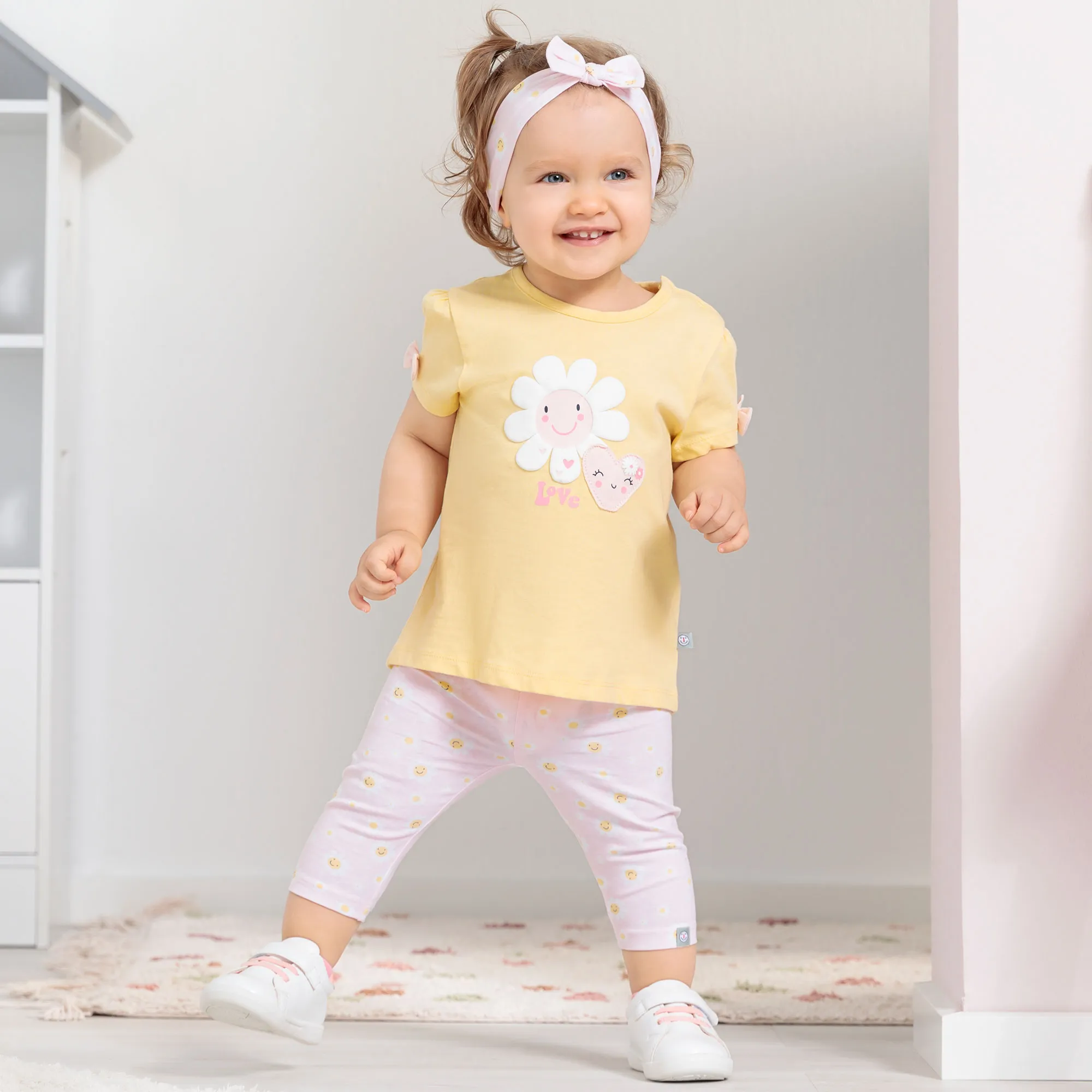 Baby-Mädchen-Set mit Zierschleifen, 3-teilig