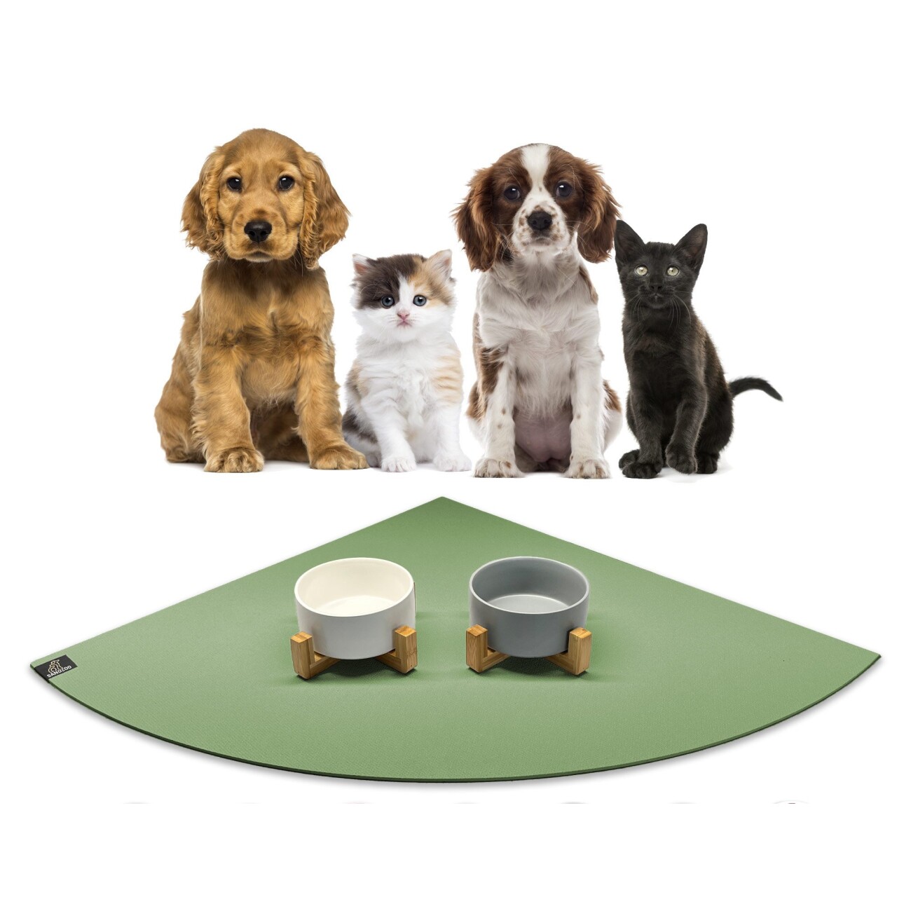 SANOZOO ® - Napfunterlage Eckrund - Öko-Tex und Made in Germany blassgrün 60 cm, 60 cm