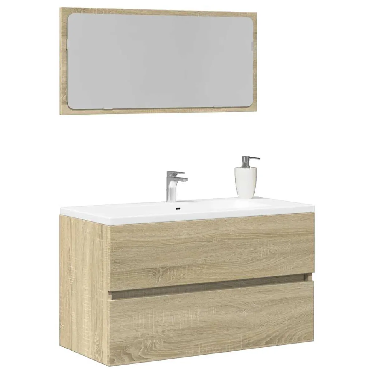 vidaXL Meuble de salle de bain avec miroir - Chêne sonoma